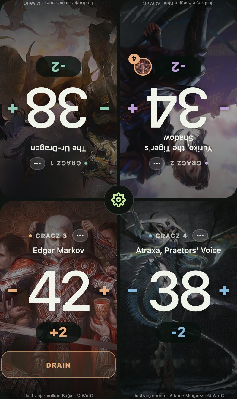 Przycisk DRAIN na kafelku po dwóch użyciach